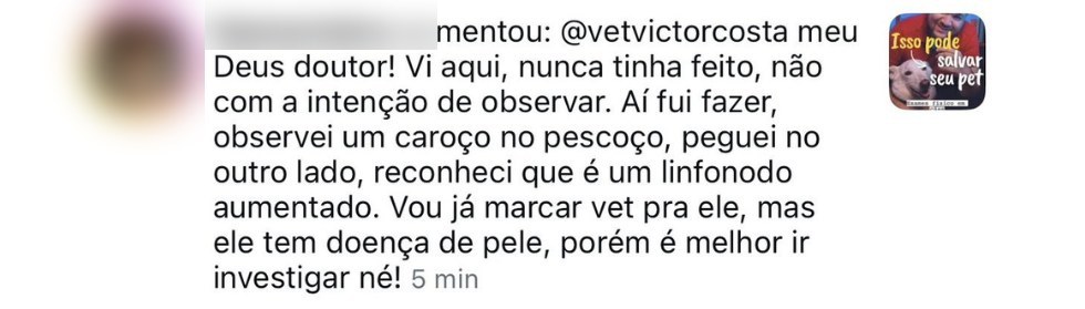 Print: responsável encontrou um linfonodo aumentado seguindo o vídeo