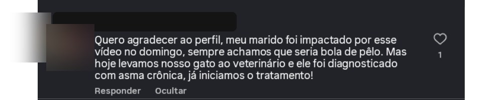Print: gato diagnosticado com asma crônica depois do vídeo