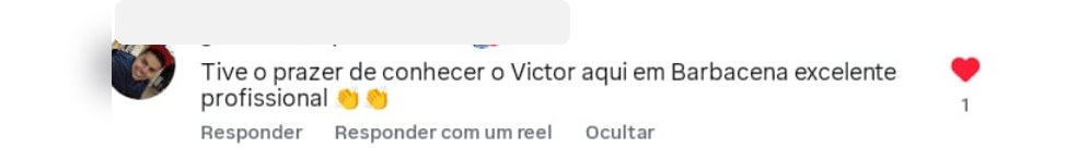 Print: conheci o Victor pessoalmente, excelente profissional
